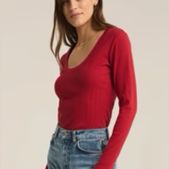 Z Supply Tops - Z Supply red sirena long sleeve